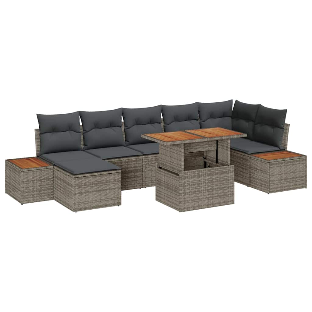 Tuin Eetset Met Kussen 8 Pcs En Bruin