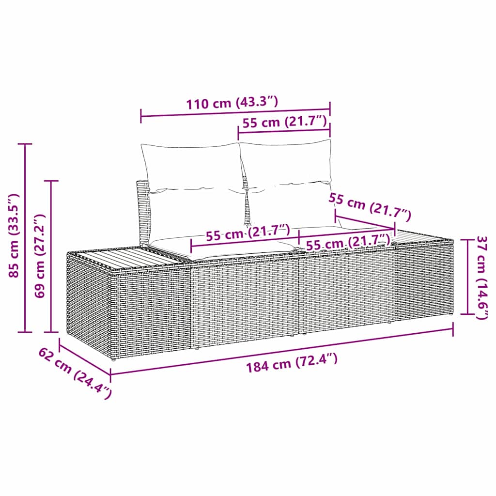 Tuin Eetset Met Kussen 8 Pcs En Bruin
