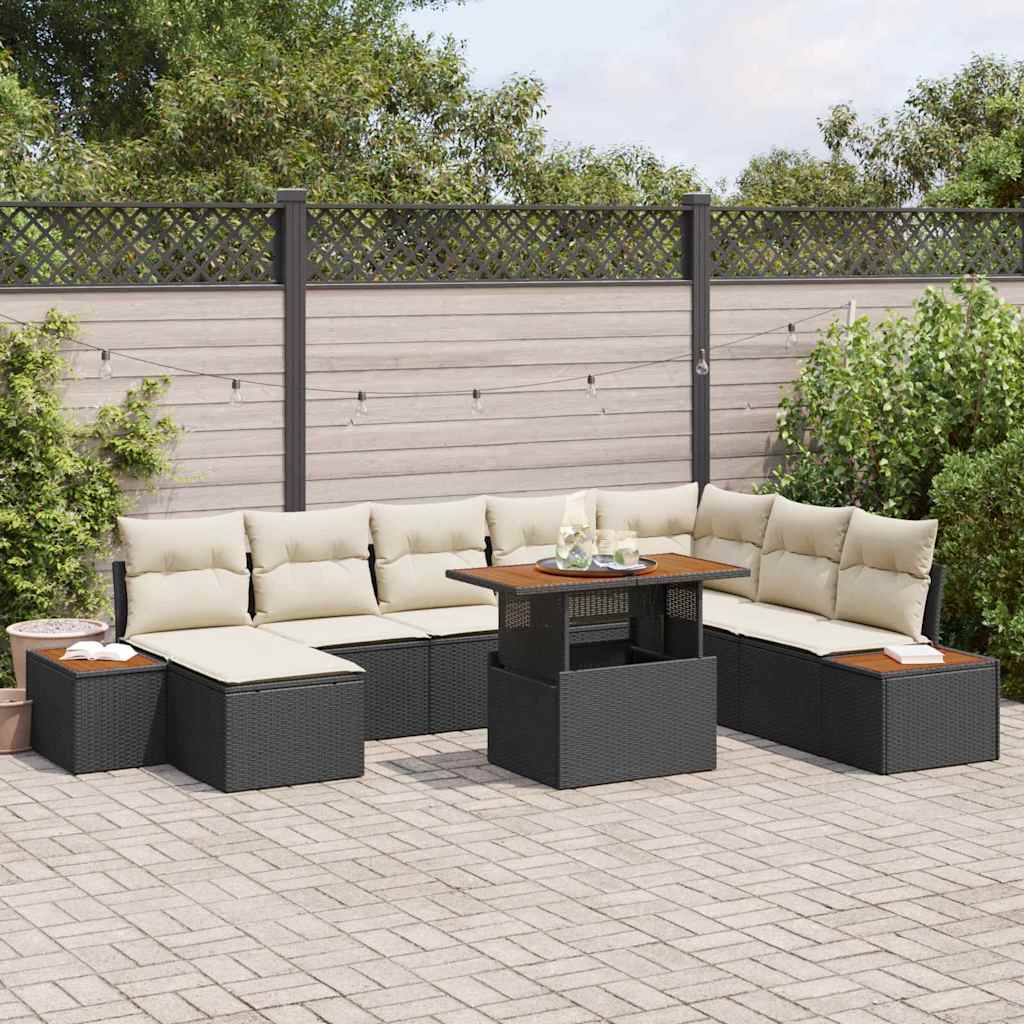 Tuin Eetset Met Kussen 9 Pcs En Bruin