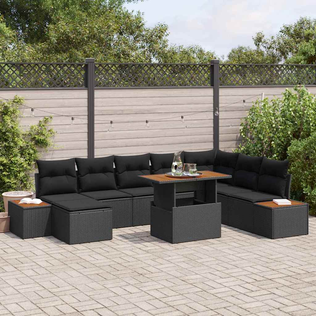 Tuin Eetset Met Kussen 9 Pcs En Bruin