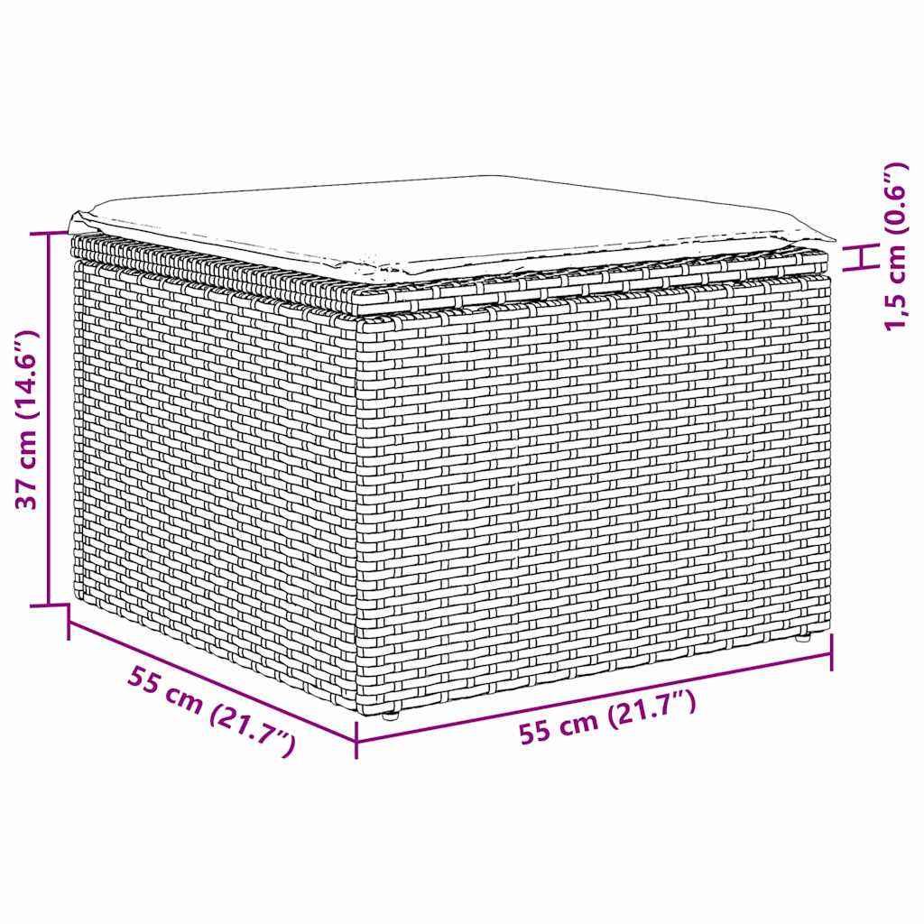 Tuin Eetset Met Kussen 9 Pcs En Bruin