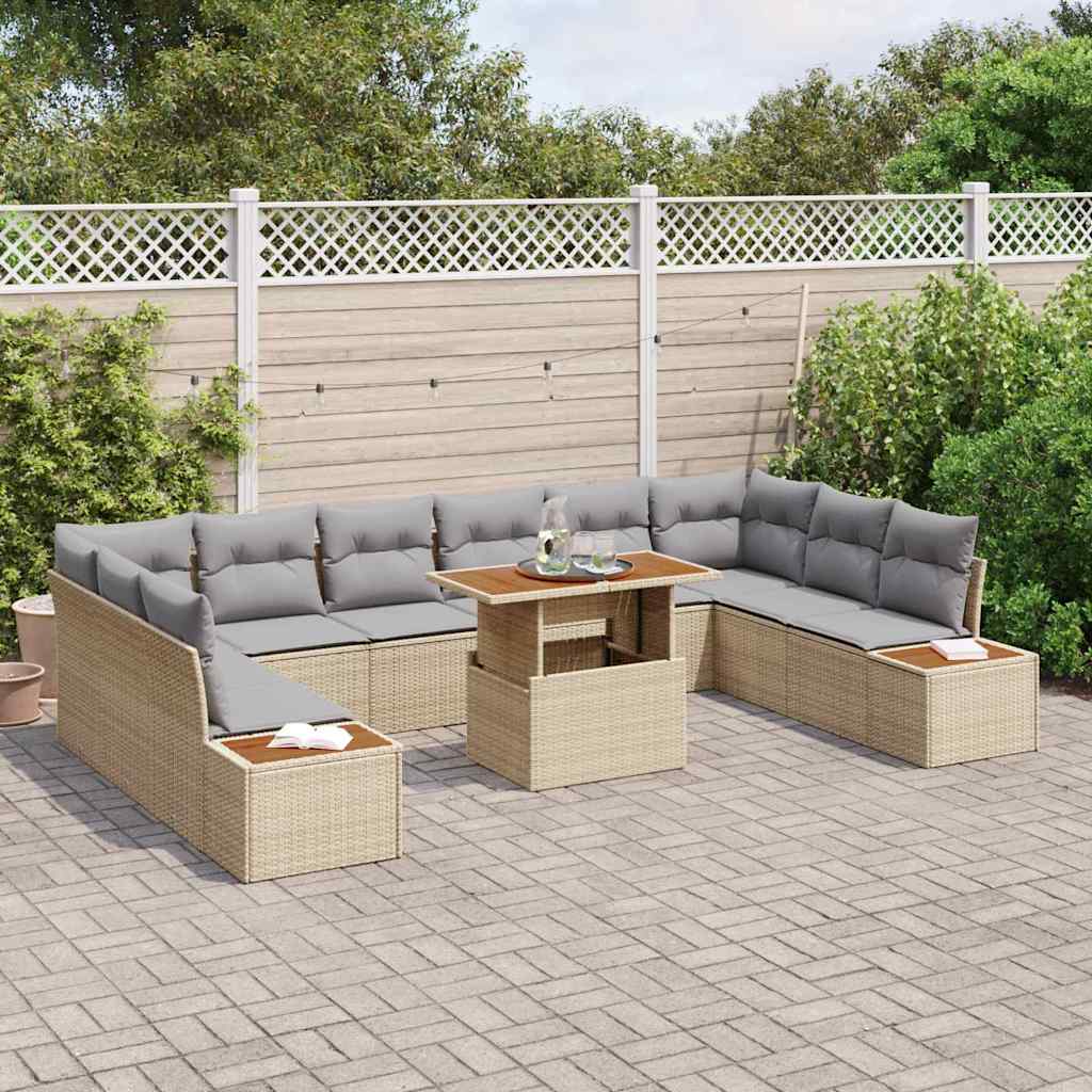 Tuin Eetset Met Kussen 11 Pcs En Beige 100 X 55 X 73 Cm
