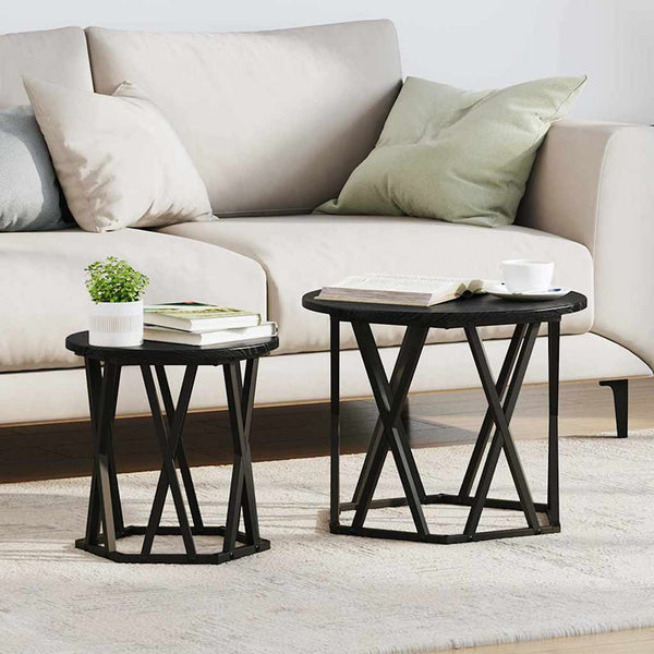 Bijzettafel 2 Pcs Engineered Hout En Staal