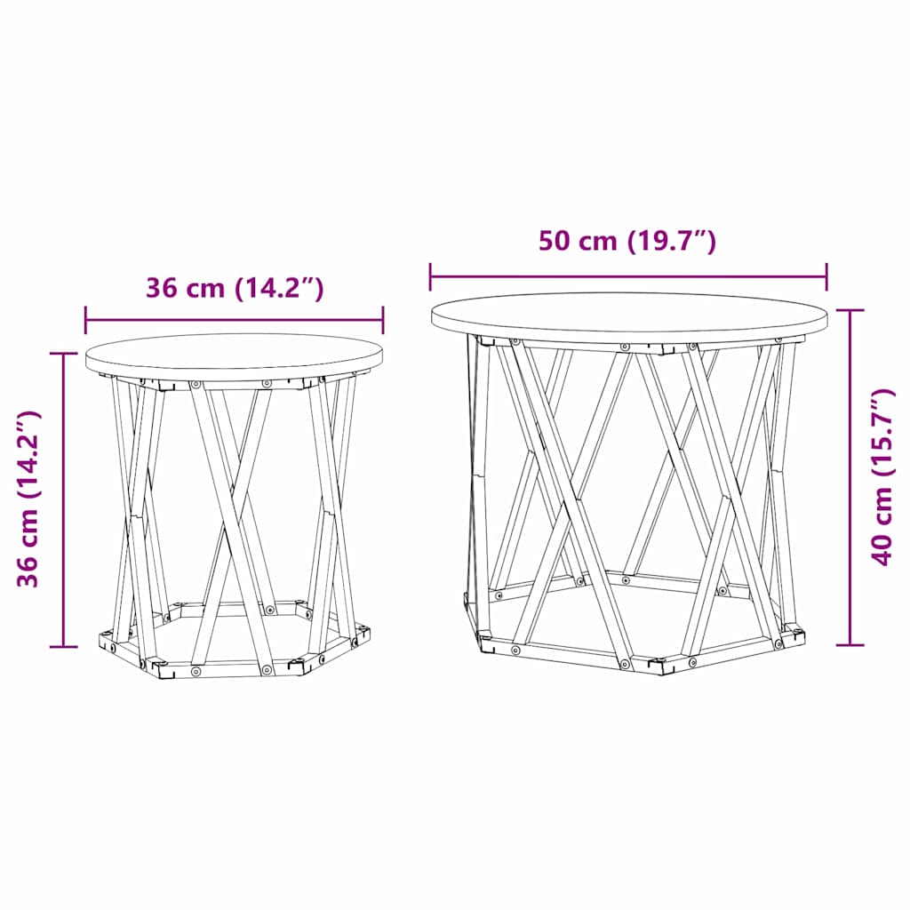 Bijzettafel 2 Pcs Engineered Hout En Staal