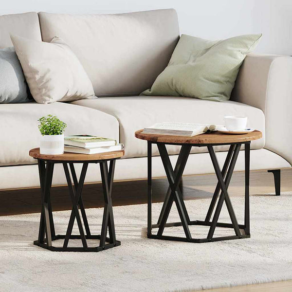 Bijzettafel 2 Pcs Engineered Hout En Staal