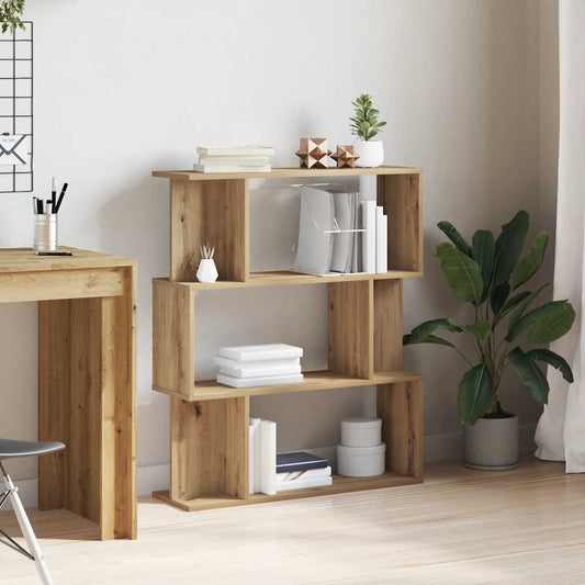 Boekenkast 80X24X96 Cm Bewerkt Hout Artisanaal Eikenkleur
