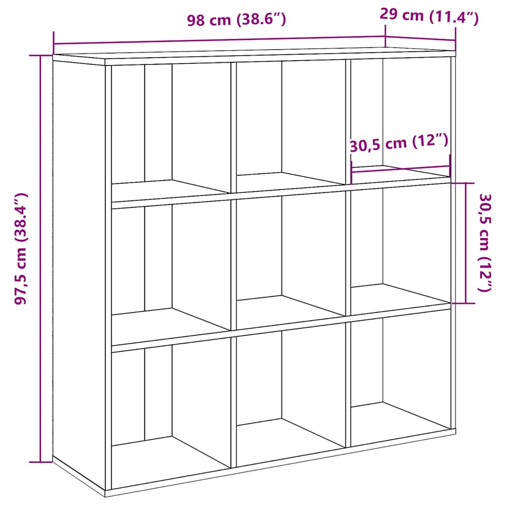 Boekenkast 98X29X97,5 Cm Artisanaal Eikenkleur