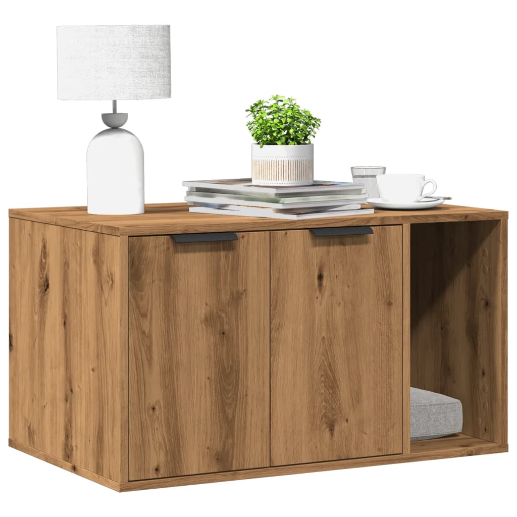 Kattenbakkast Bewerkt Hout Artisanaal Kleurig