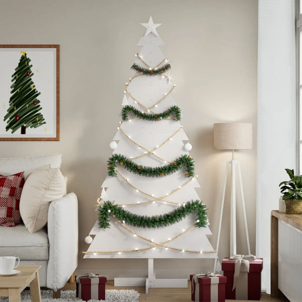 Kerstdecoratie Kerstboom Massief Grenenhout Wit