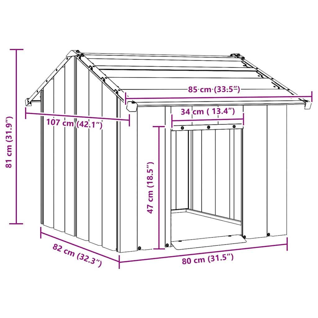 Hondenhok Met Dak Gegalvaniseerd Staal