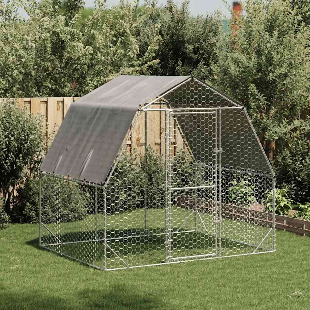 Kippenren Met Dak 2,5X6X2,25 M Gegalvaniseerd Staal
