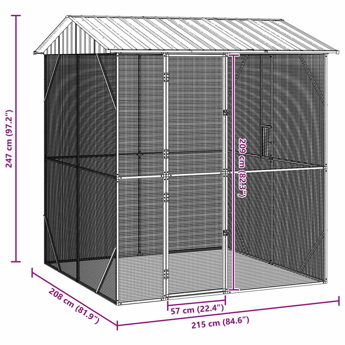 Vogelkooi Antraciet 215 X 208 X 247 Cm