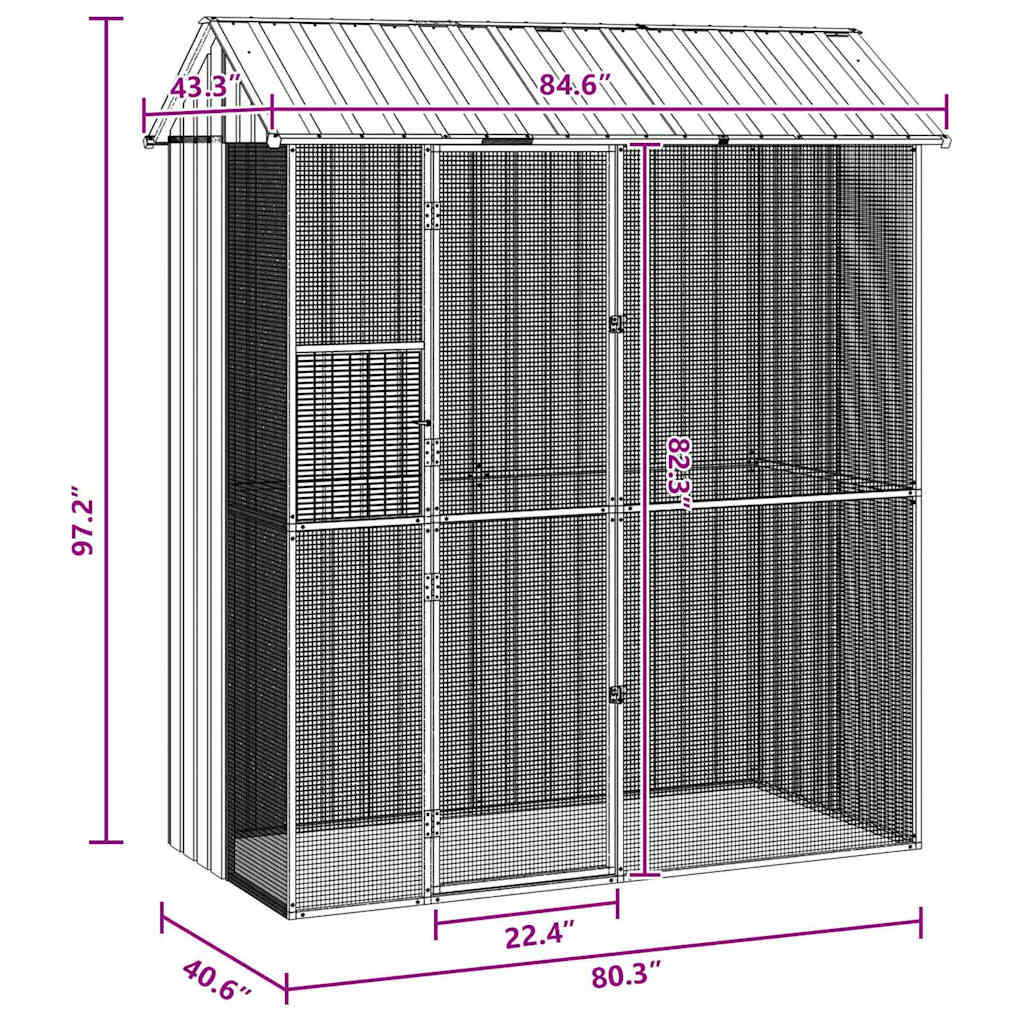 Vogelkooi 215 X 110 X 247 Cm Gegalvaniseerd Staal