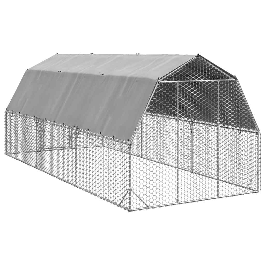Kippenren Met Dak 2,5X6X2,25 M Gegalvaniseerd Staal