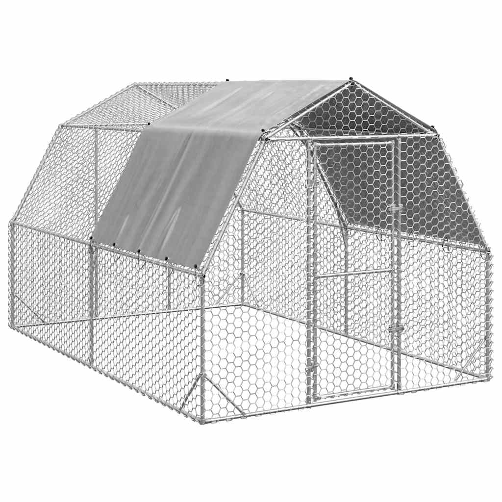 Kippenren Met Dak 2,5X10X2,25 M Gegalvaniseerd Staal
