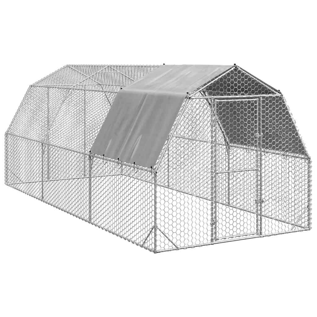 Kippenren Met Dak 2,5X10X2,25 M Gegalvaniseerd Staal