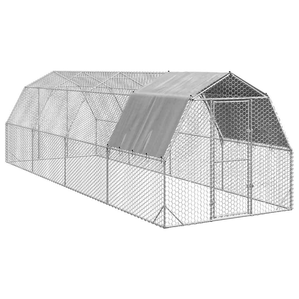 Kippenren Met Dak 2,5X10X2,25 M Gegalvaniseerd Staal