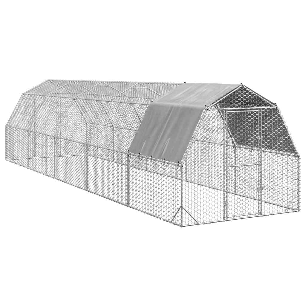 Kippenren Met Dak 2,5X10X2,25 M Gegalvaniseerd Staal