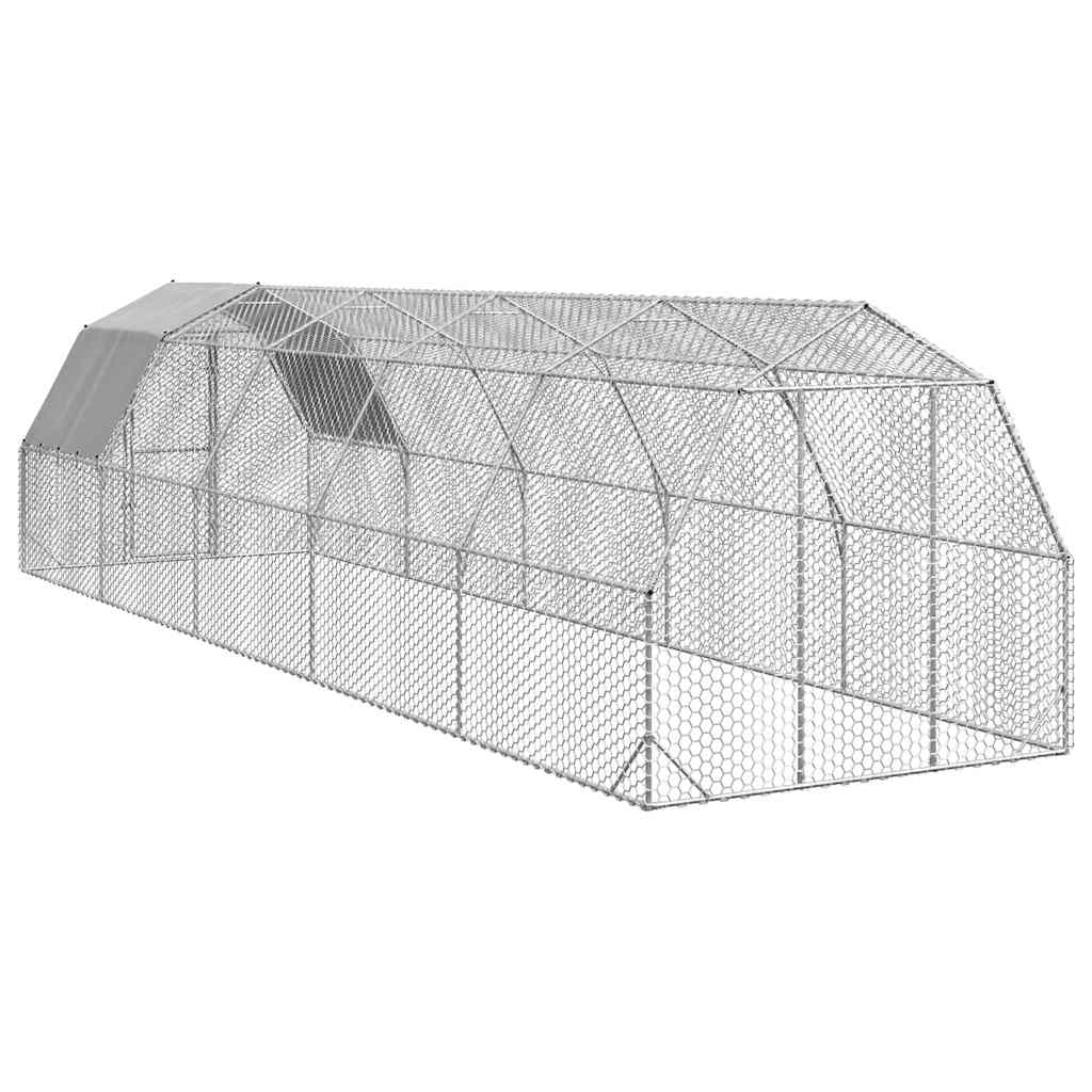 Kippenren Met Dak 2,5X10X2,25 M Gegalvaniseerd Staal
