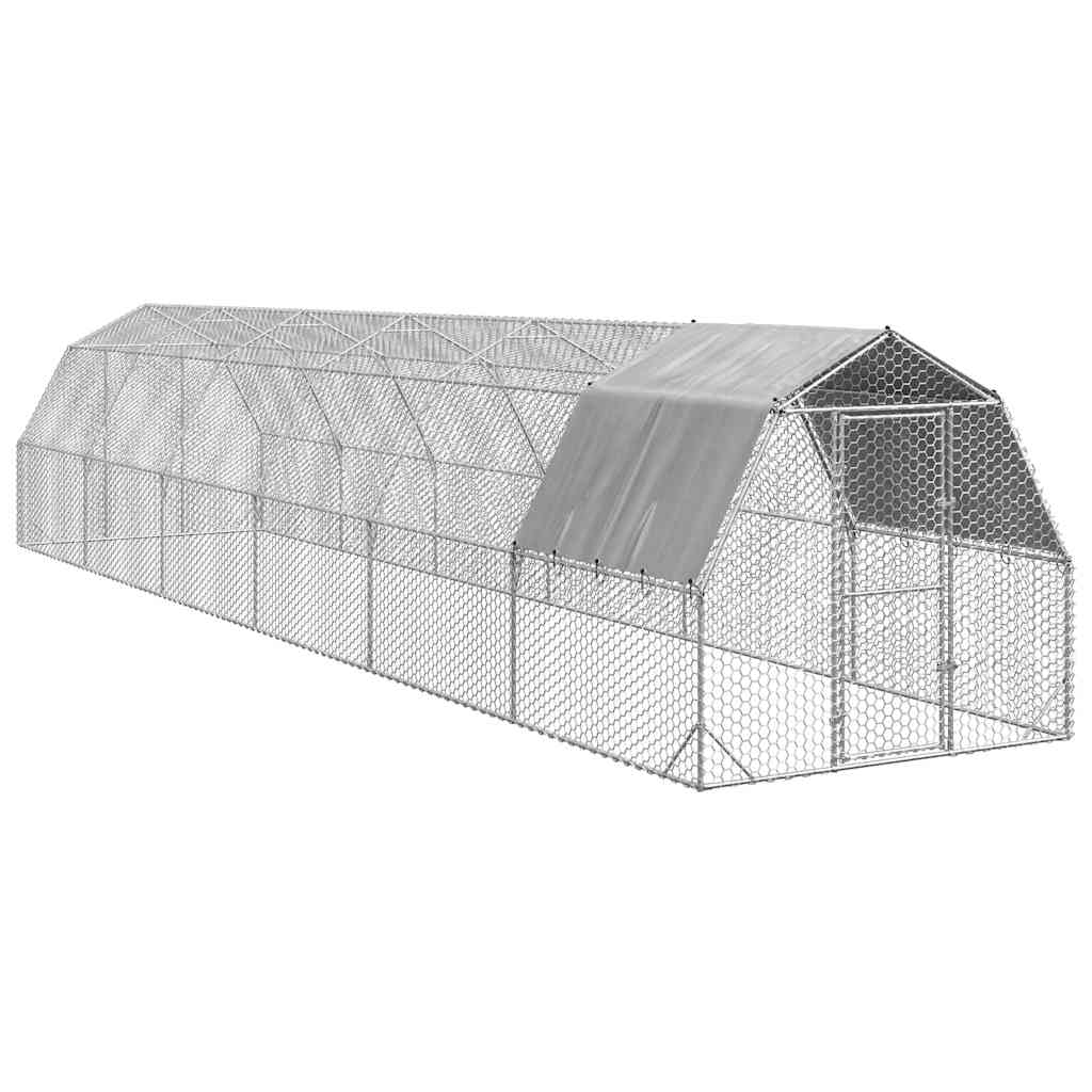 Kippenren Met Dak 2,5X10X2,25 M Gegalvaniseerd Staal