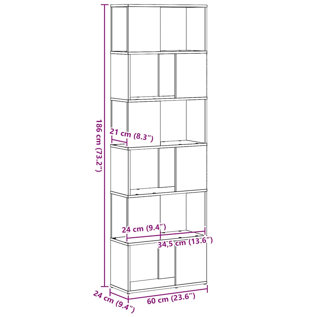 Boekenkast/Kamerscherm Kleurig Zwart Eiken