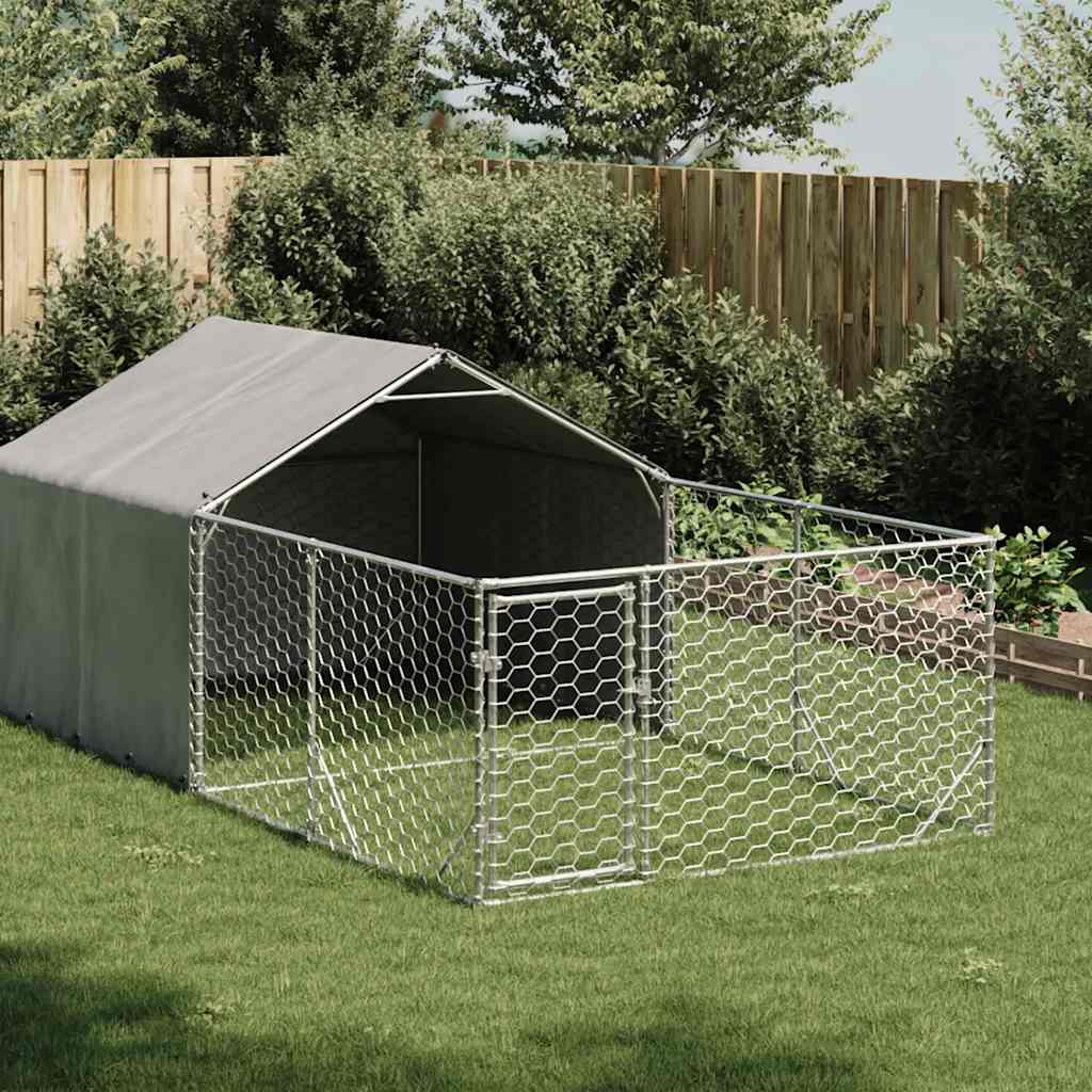Hondenkennel Met Ren 5X2X1,5 M Gegalvaniseerd Staal