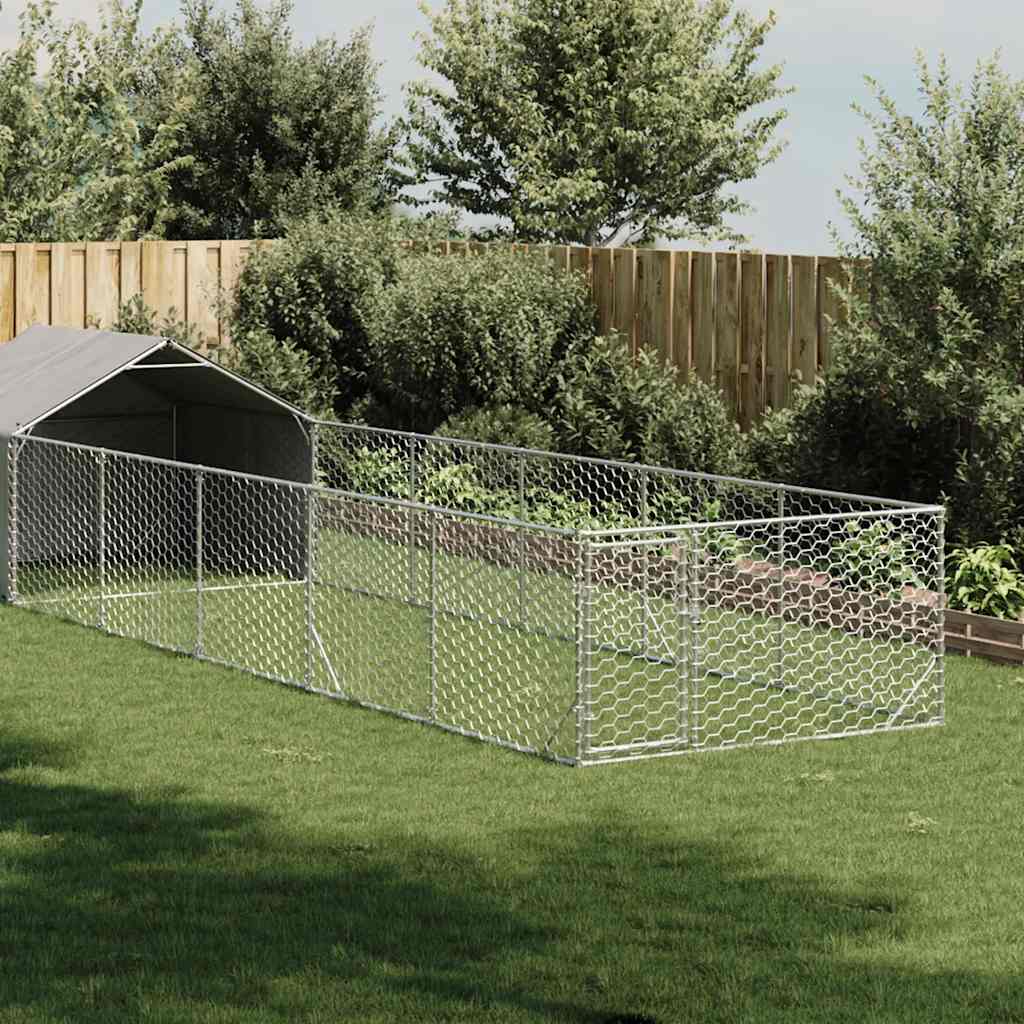 Hondenkennel Met Ren 5X2X1,5 M Gegalvaniseerd Staal