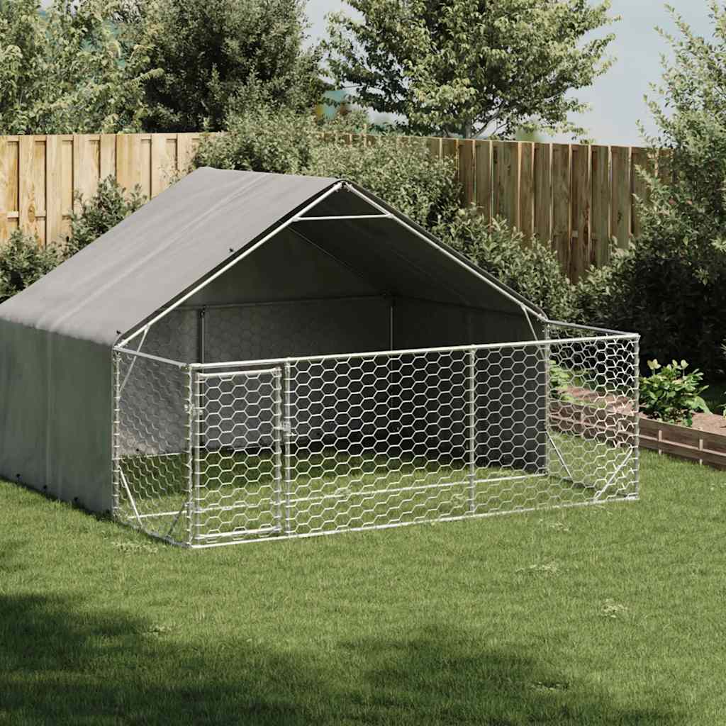 Hondenkennel Met Ren 5X2X1,5 M Gegalvaniseerd Staal