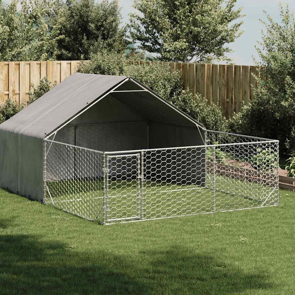 Hondenkennel Met Ren 5X2X1,5 M Gegalvaniseerd Staal