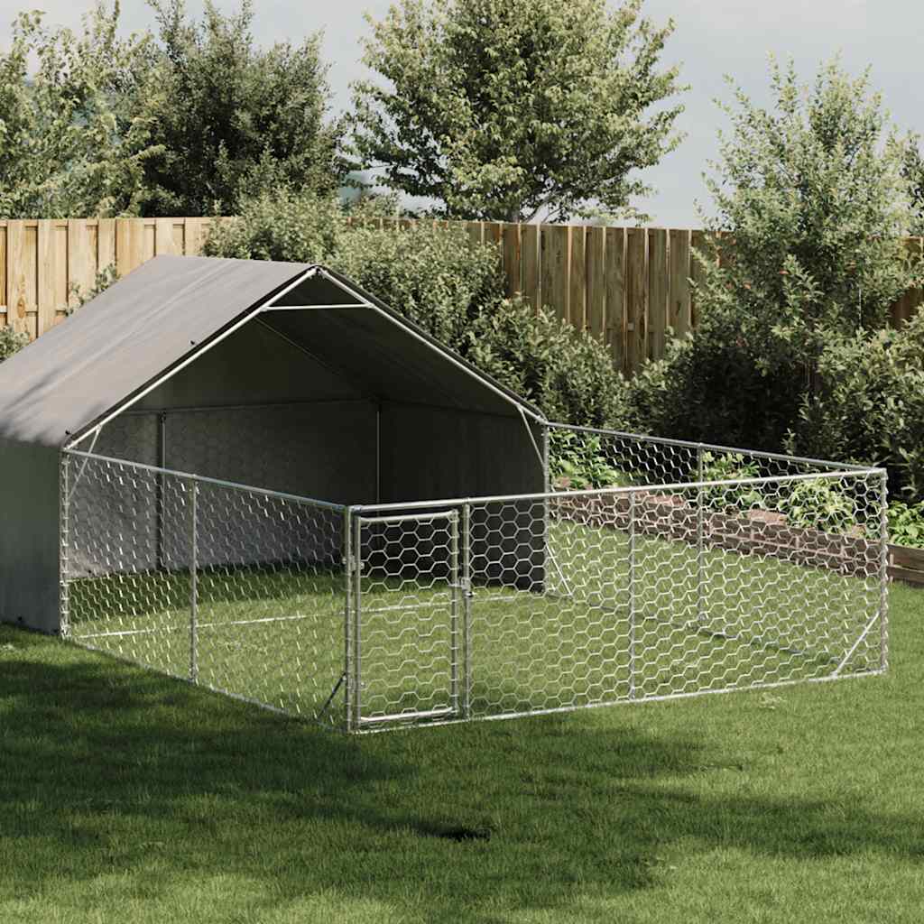 Hondenkennel Met Ren 5X2X1,5 M Gegalvaniseerd Staal