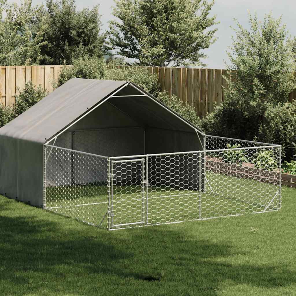 Hondenkennel Met Ren 5X2X1,5 M Gegalvaniseerd Staal