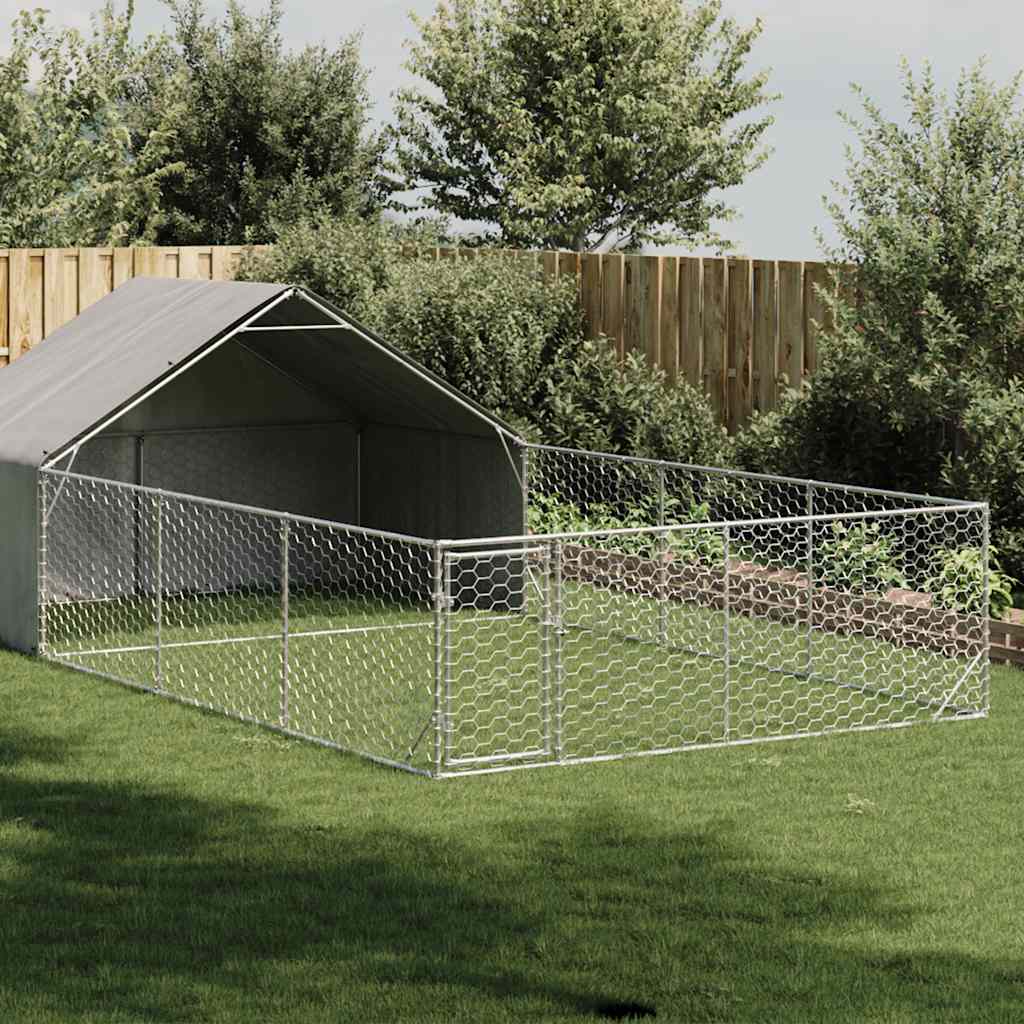 Hondenkennel Met Ren 5X2X1,5 M Gegalvaniseerd Staal