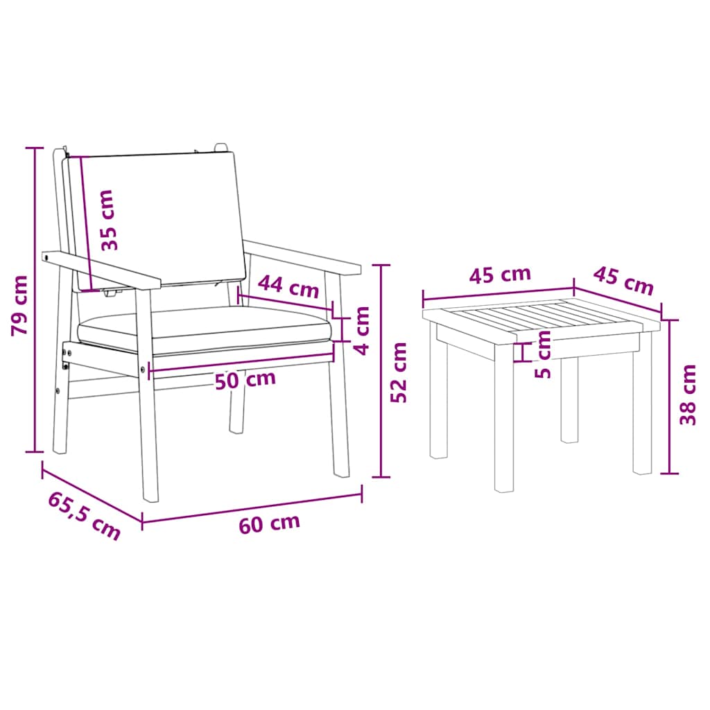 Tuin Sofa Set 6 Pcs Bruin 45 X 45 X 38Cm Massief Acaciahout