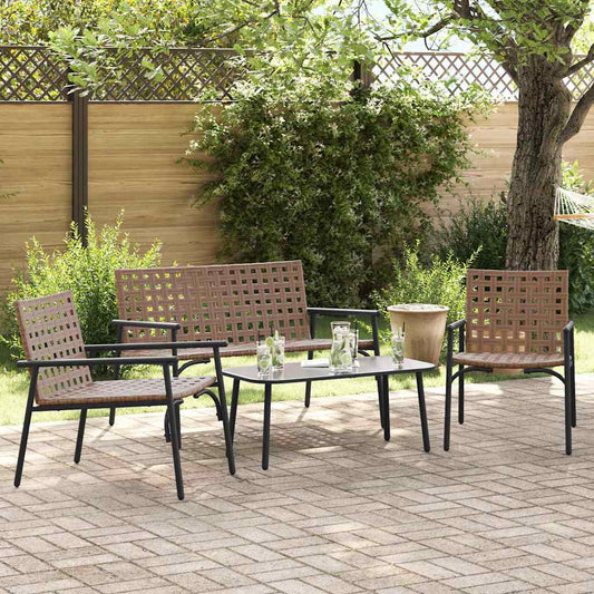 Tuin Eetset 4 Pcs Bruin Poly Rattan