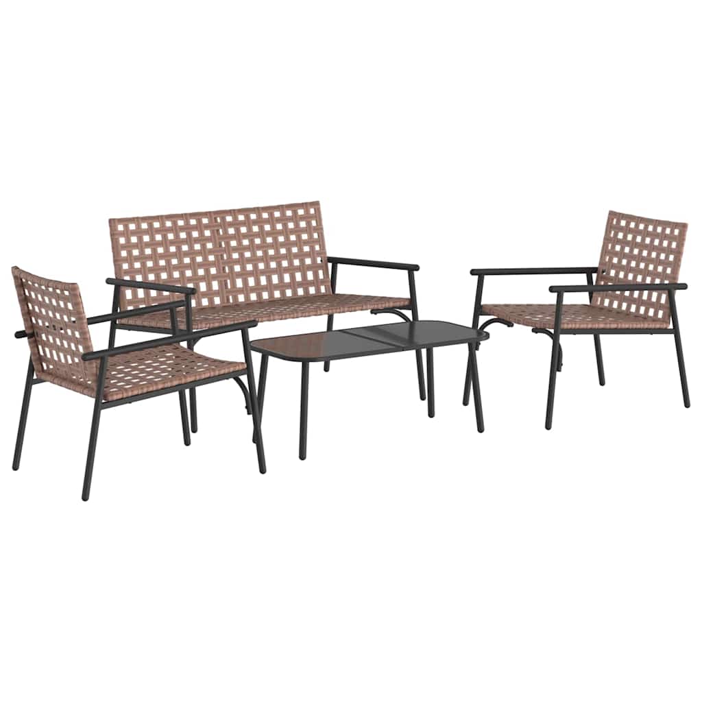 Tuin Eetset 4 Pcs Bruin Poly Rattan
