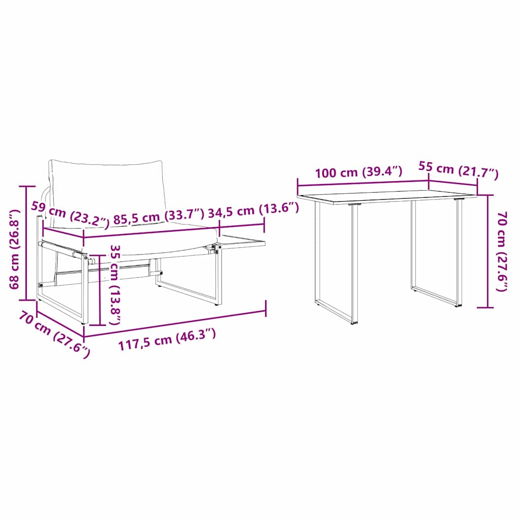 Tuin Eetset 2 Pcs Staal