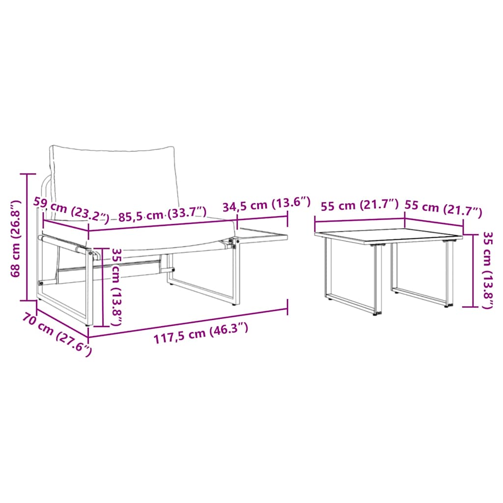 Tuin Sofa Set 2 Pcs Staal