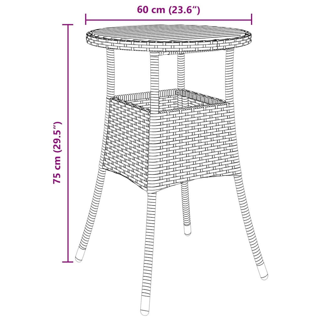 Tuin Eetset 3 Pcs Poly Riet