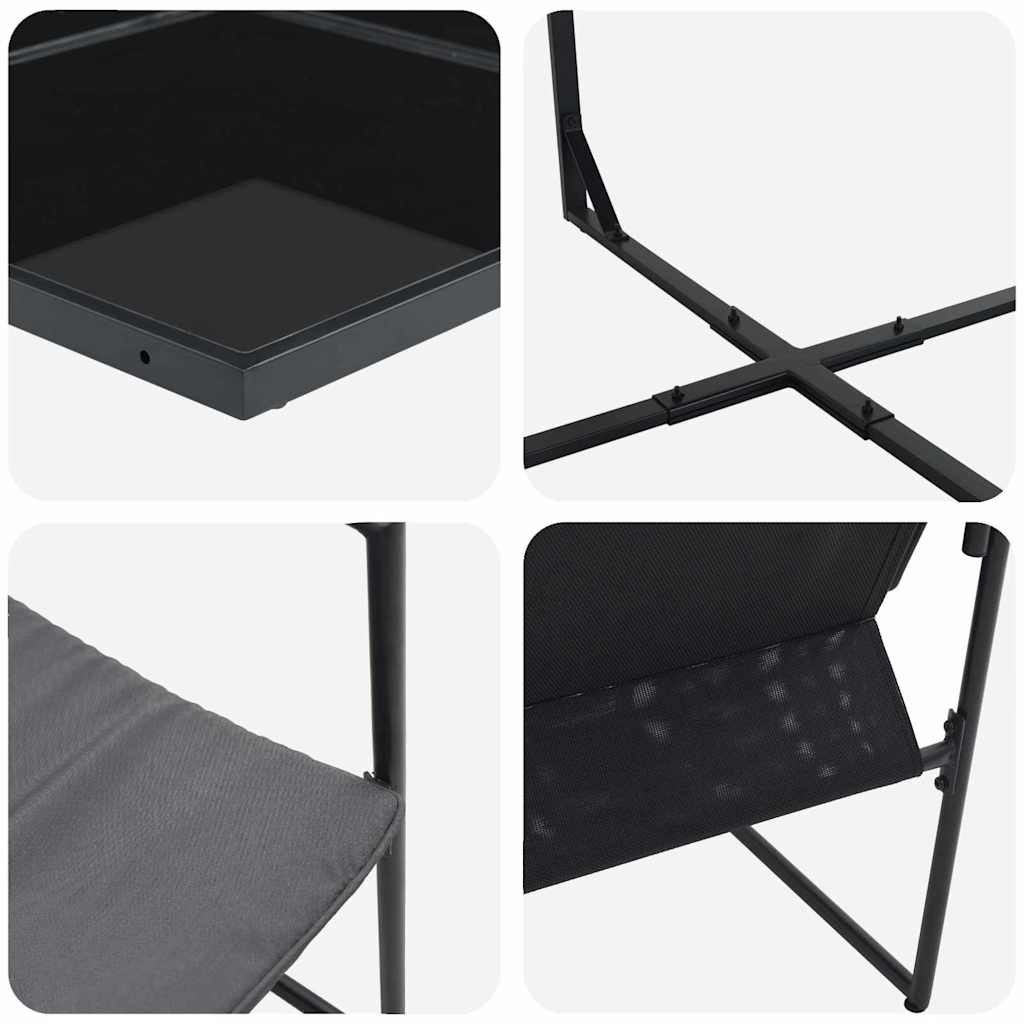 Tuin Eetset 5 Pcs Zwart Staal