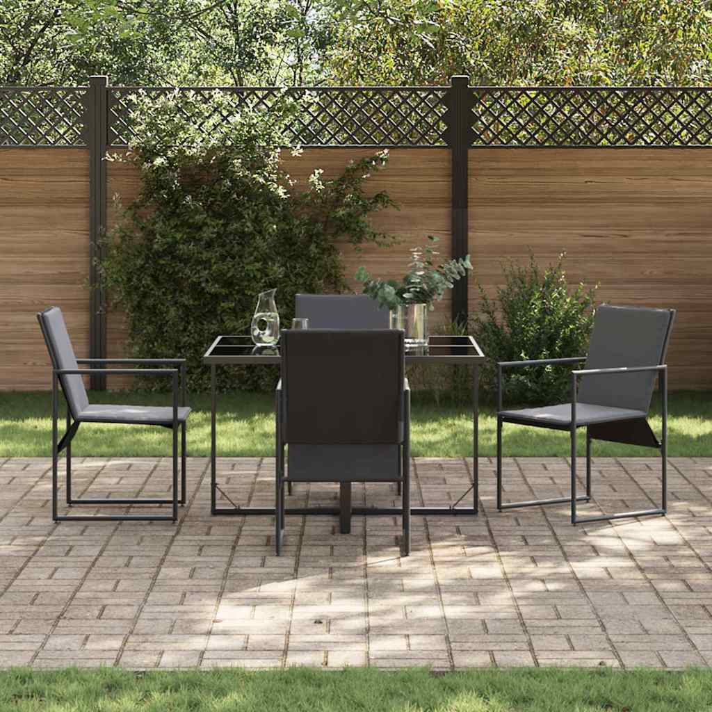 Tuin Eetset 5 Pcs Zwart Staal