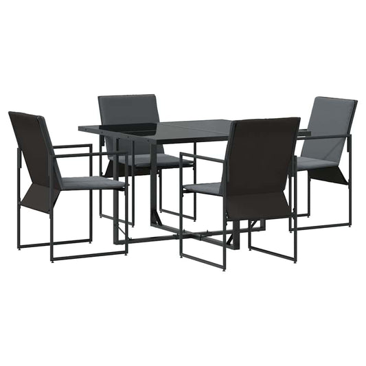 Tuin Eetset 5 Pcs Zwart Staal