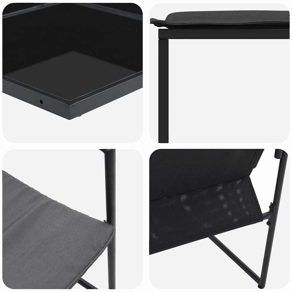 Tuin Eetset 9 Pcs Zwart Staal