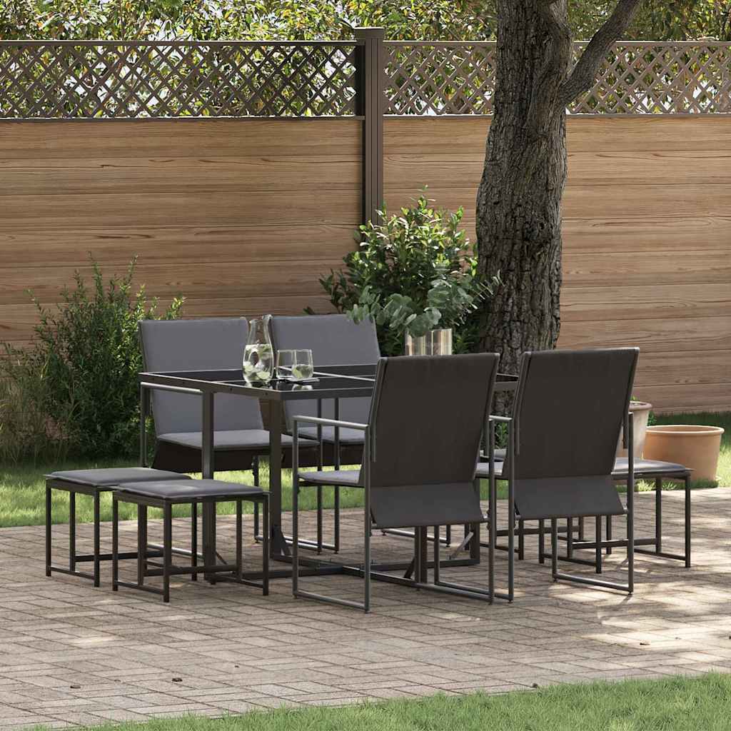 Tuin Eetset 9 Pcs Zwart Staal