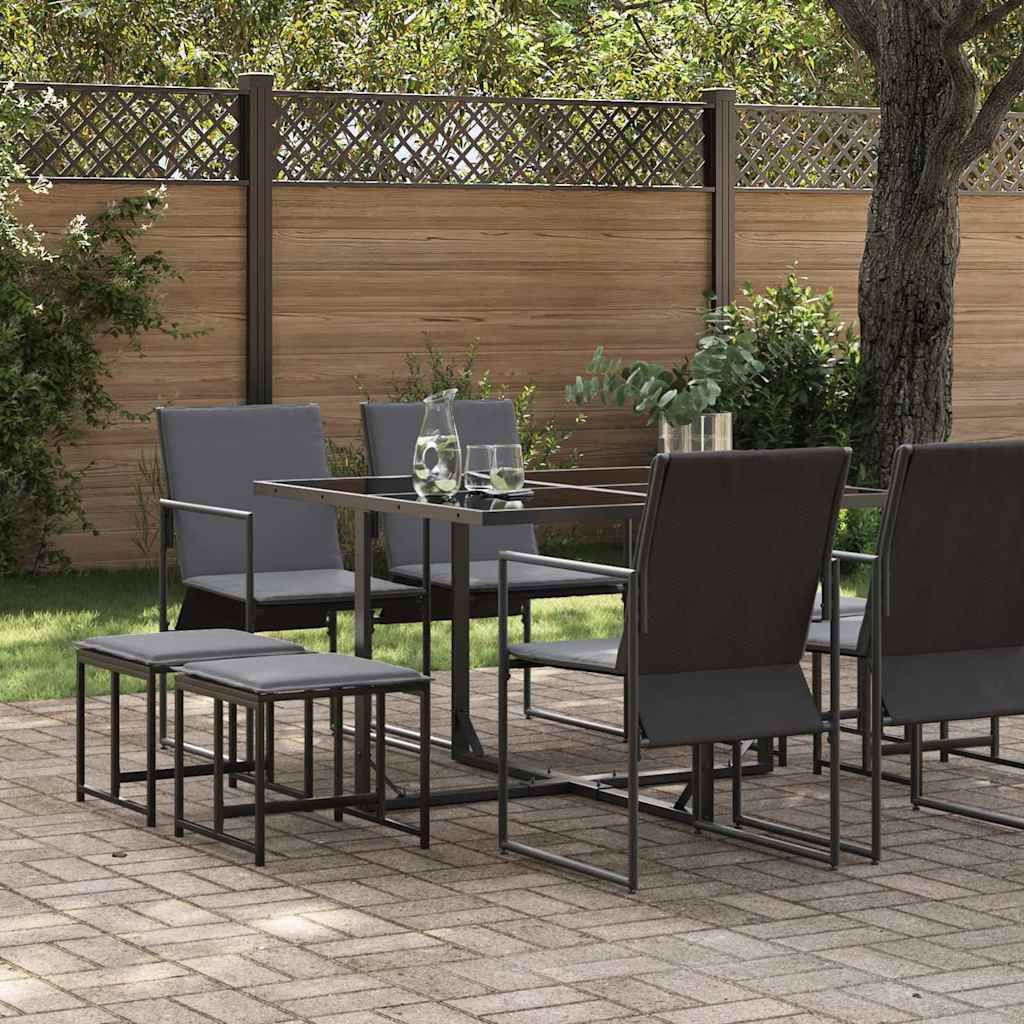 Tuin Eetset 9 Pcs Zwart Staal