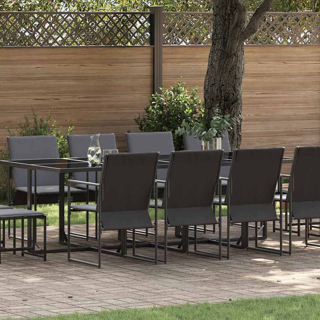 Tuin Eetset 9 Pcs Zwart Staal