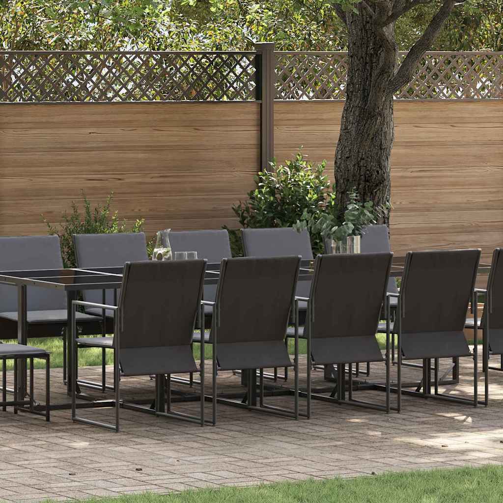 Tuin Eetset 9 Pcs Zwart Staal