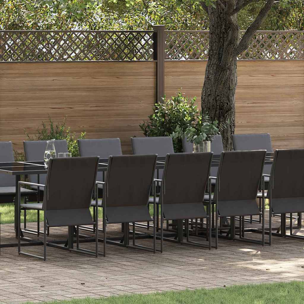 Tuin Eetset 9 Pcs Zwart Staal