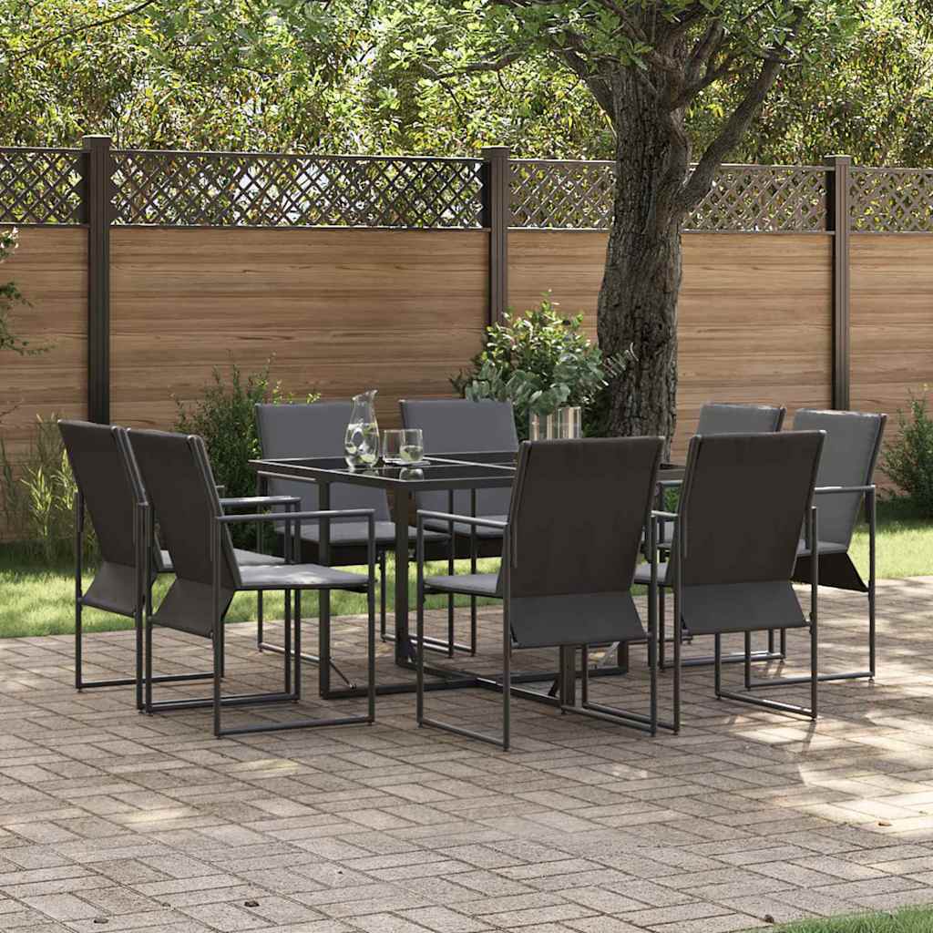 Tuin Eetset 11 Pcs Zwart Staal