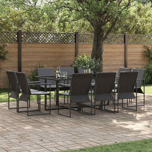 Tuin Eetset 11 Pcs Zwart Staal