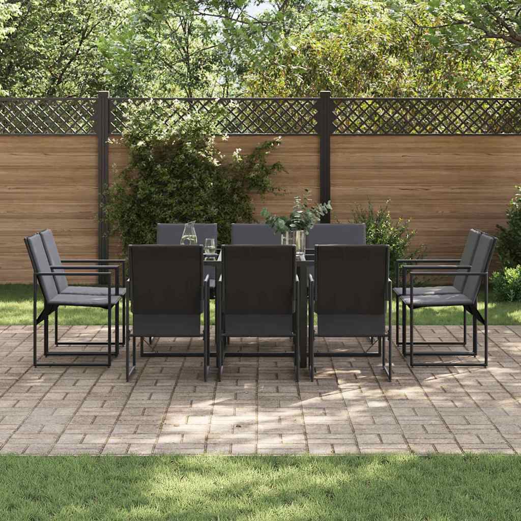 Tuin Eetset 11 Pcs Zwart Staal